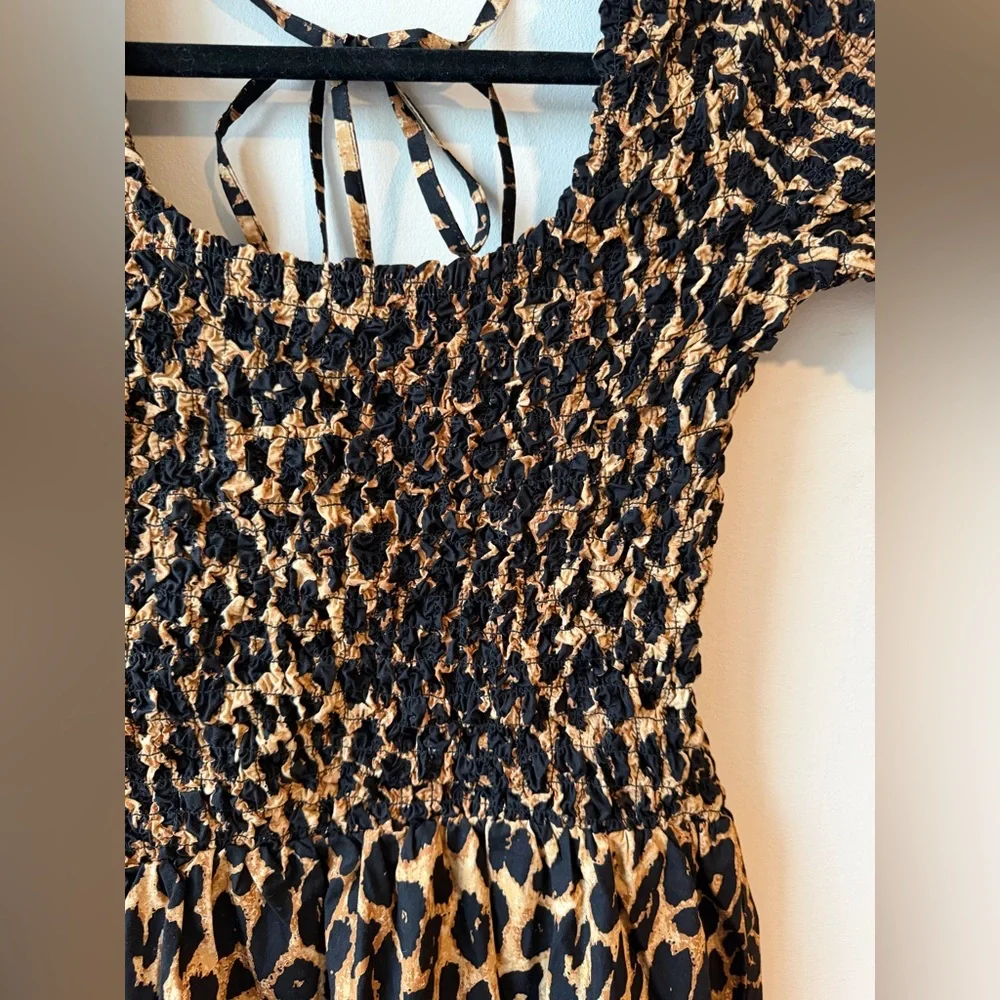 Damson Madder Malinda Smocked Short-Sleeve Midi Dress, NWT - Picture 6 of 8